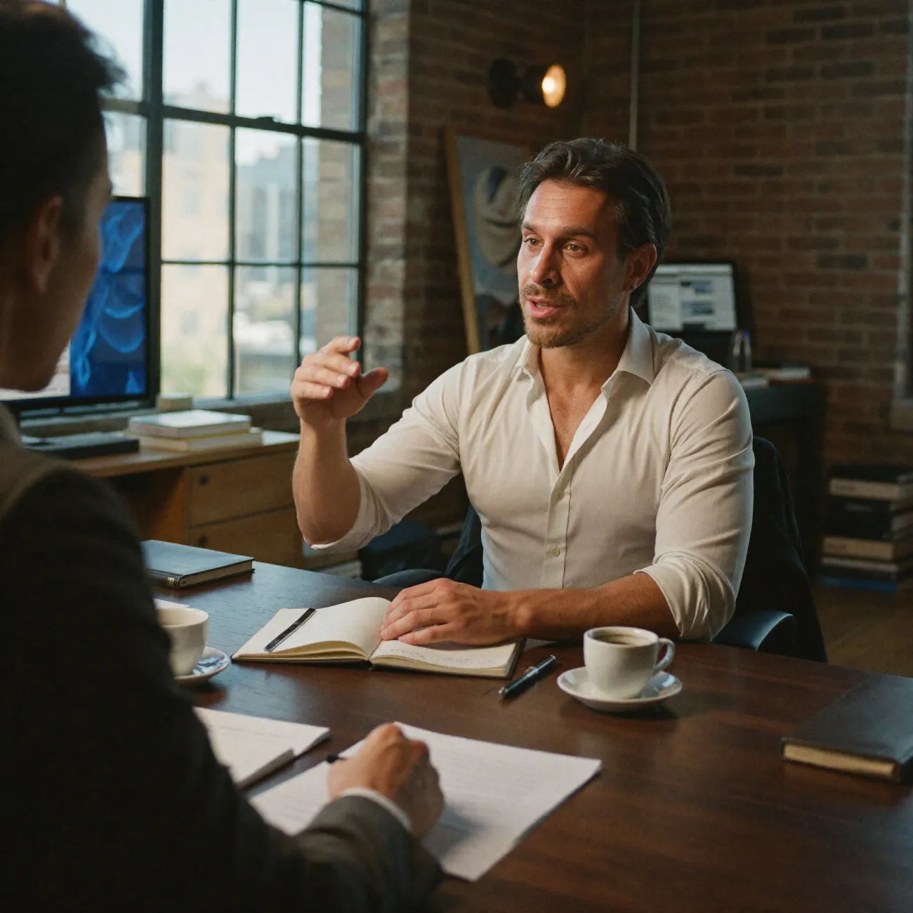 Alessandro Pedrazzoli con un cliente