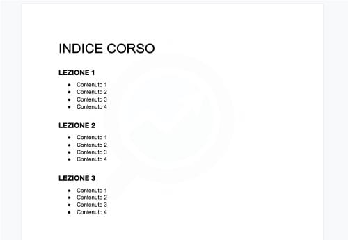 Indice lezioni corso online