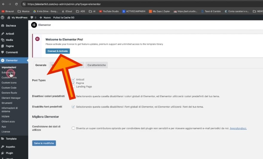 Come attivare Elementor