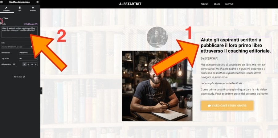 modificare testo sito web