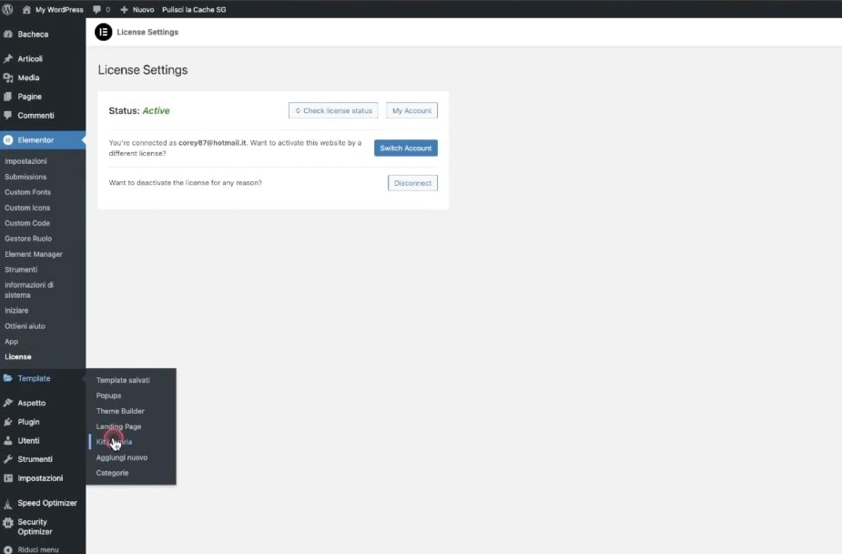 Elementor, template, kit libreria
