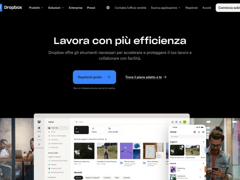 Esempio landing page Dropbox