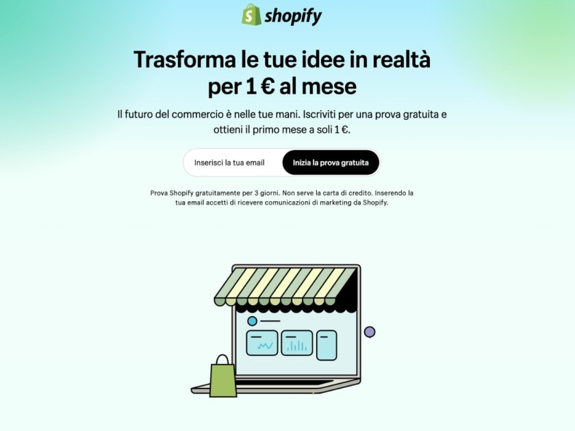 Esempio landing page Shopify