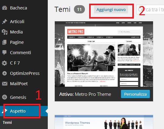 installare un tema su WordPress