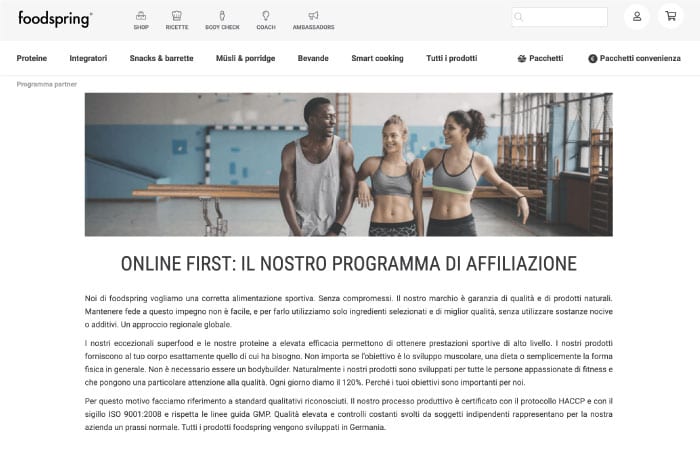 Foodspring affiliazione