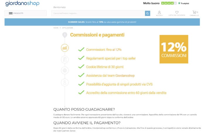 Giordanoshop affiliazione