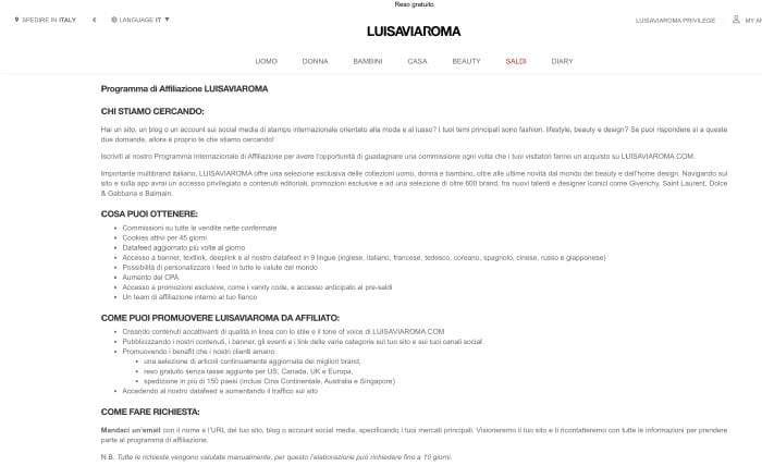 Luisaviaroma affiliate program