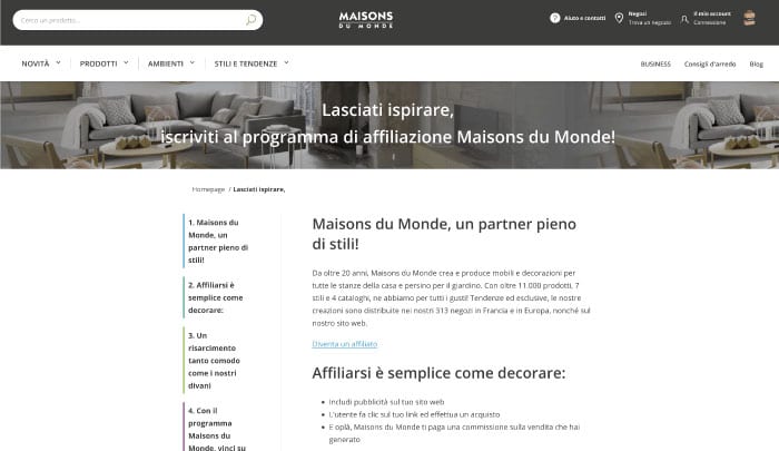 Maison Du Monde affiliati