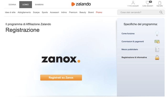Zalando affiliazione