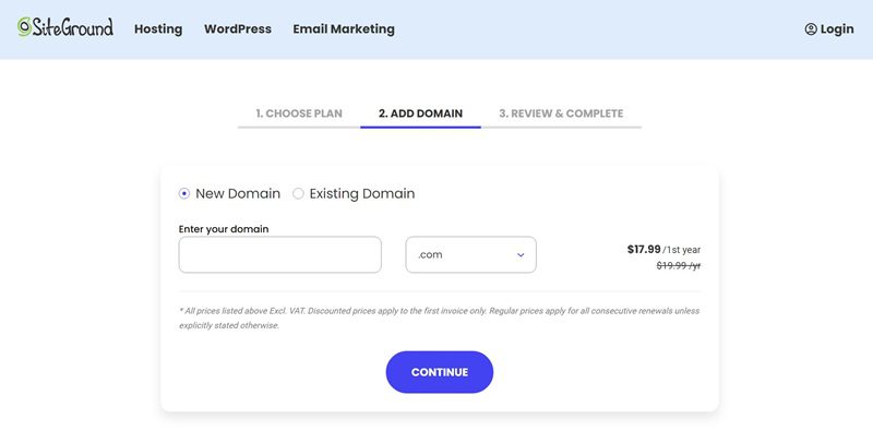 siteground registrazione