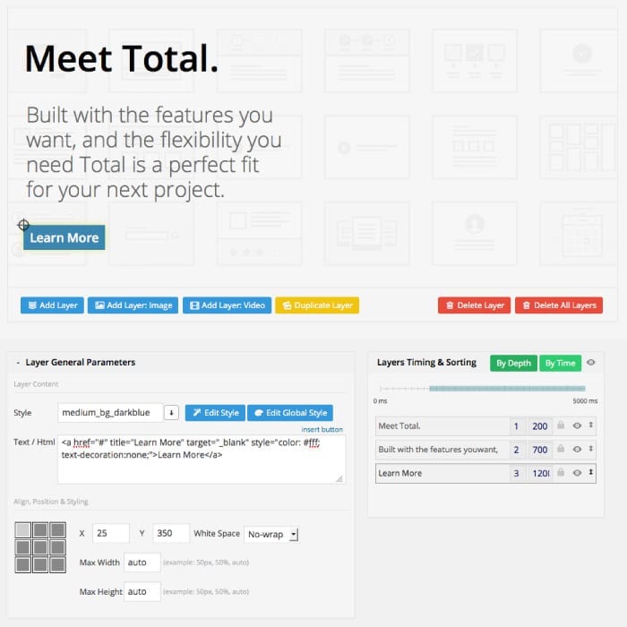 revolution slider inserire un bottone