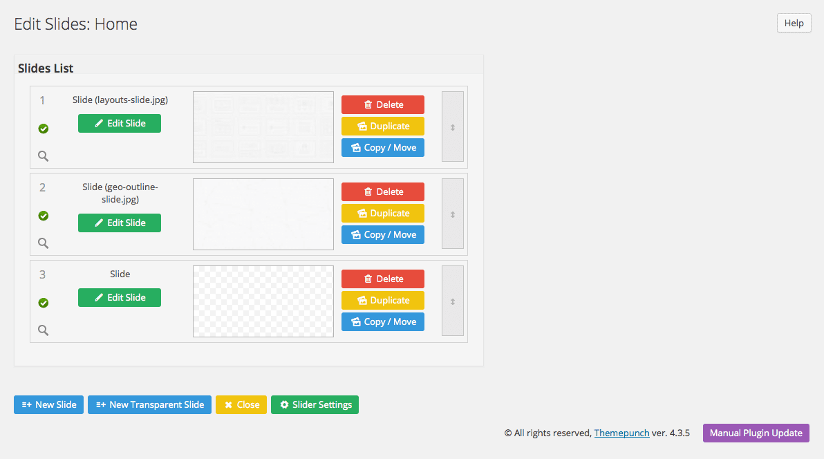 revolution slider - modificare le slide in WordPress