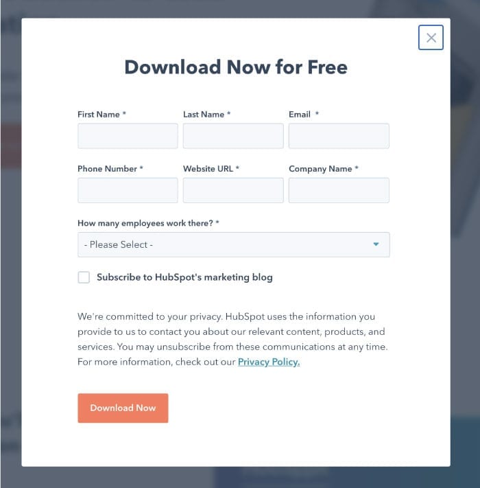Opt in form - Hubspot