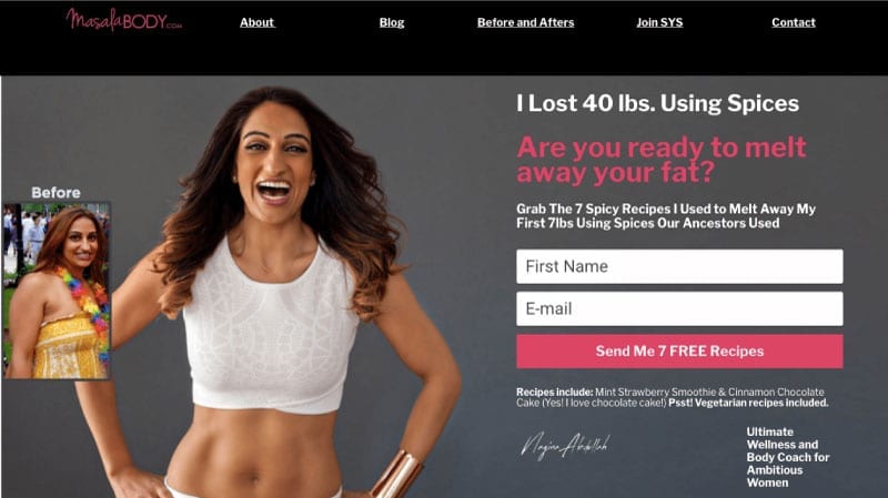 Squeeze page esempio peso